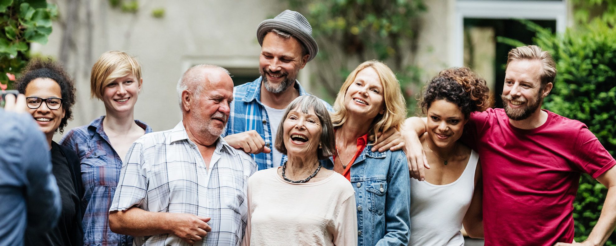 Multigenerational family portrait outside